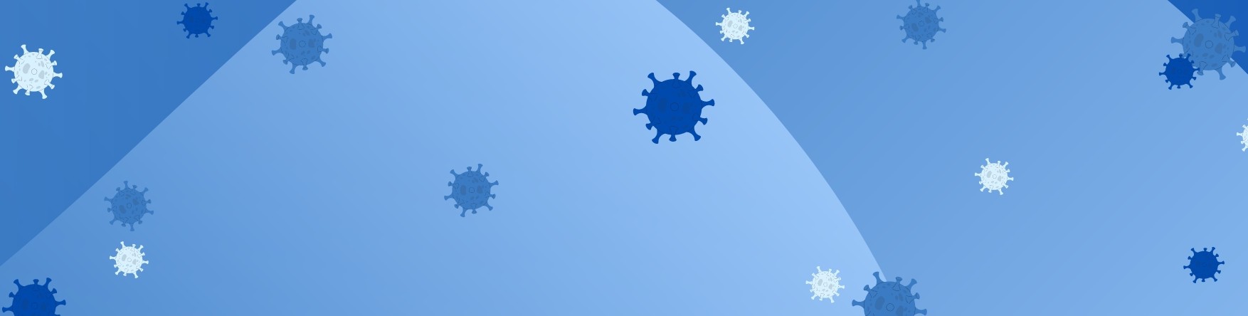 Small viruses floating on a blue background