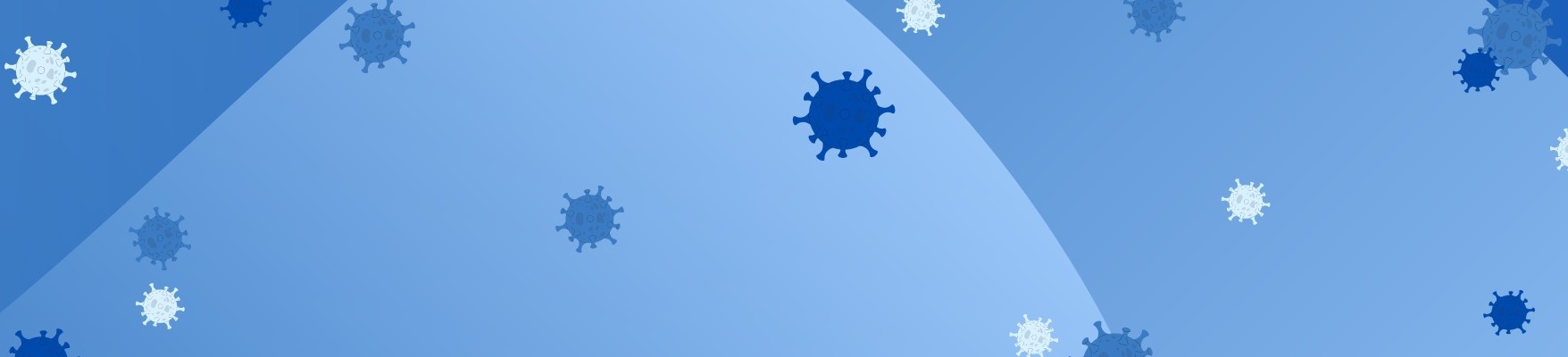 Small viruses floating on a blue background